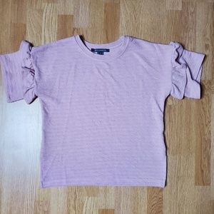 French Connection Pink Ruffled Sleeve Top Size XS